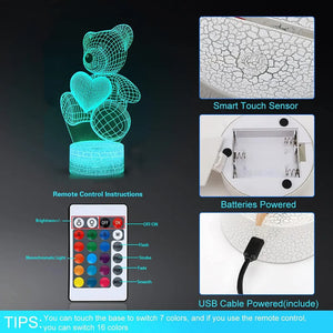 3d led Bear valentine gift