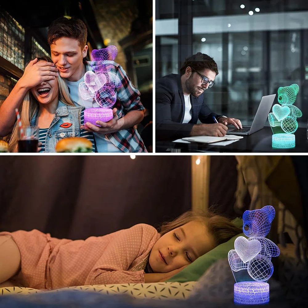 3d led Bear valentine gift