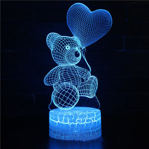 3d led Bear valentine gift