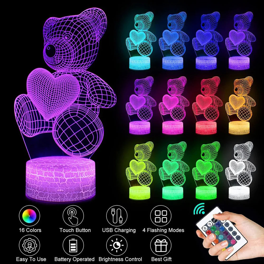 3d led Bear valentine gift